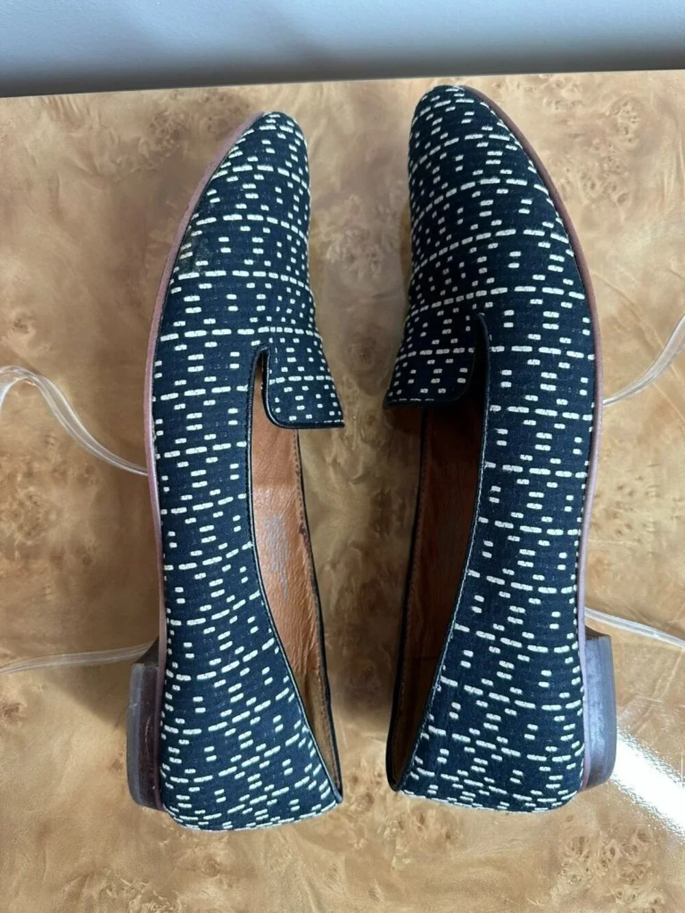 Madewell Black Linebreak Teddy Loafer Fabric Leather Lined Flat Shoes Size 9